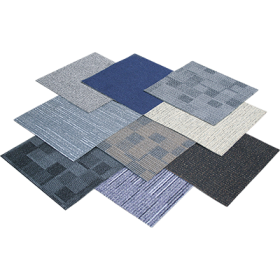 Product image of the colour range and patterns available for our carpet tiles.