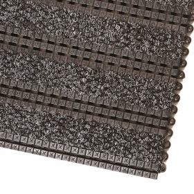 Close up corner image of the charcoal Designa Vinyl Architecural Mat Tile