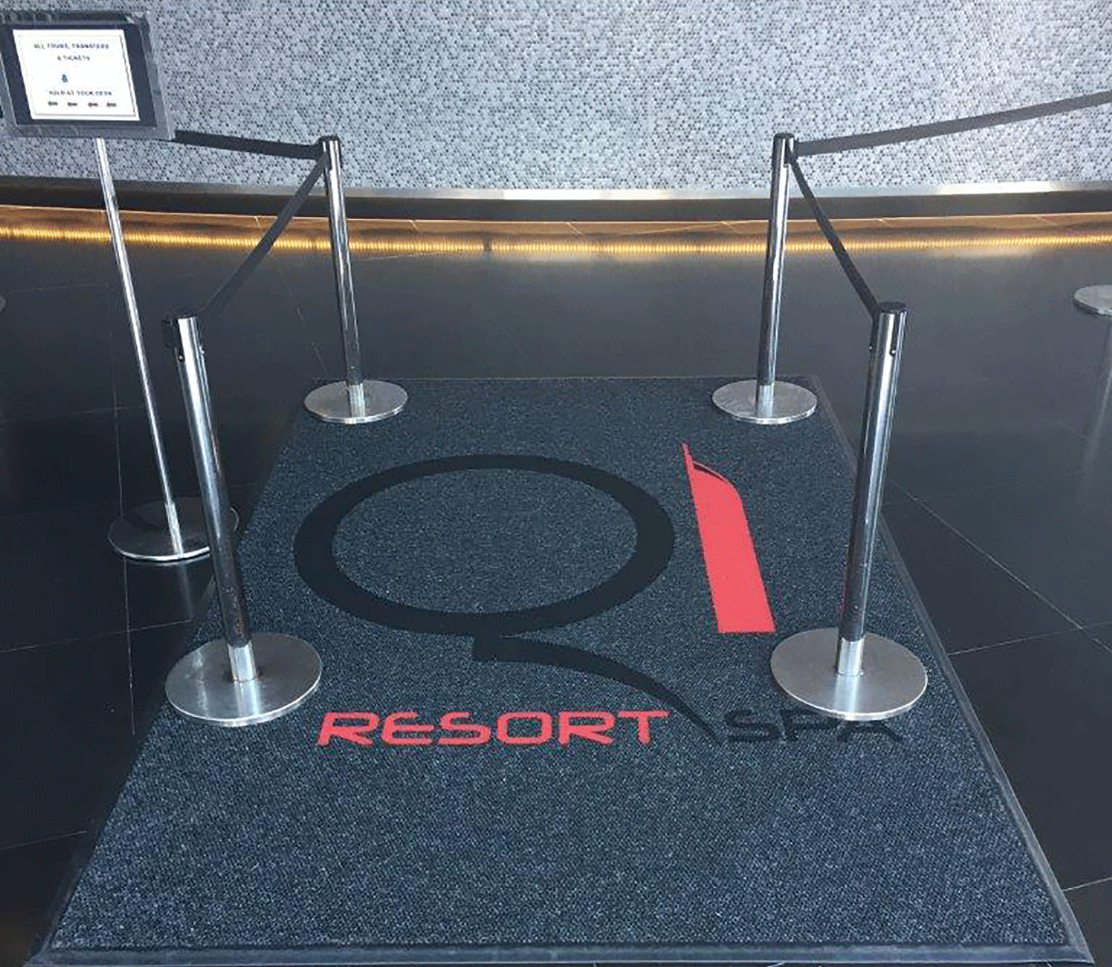 Branding with reception logo mat at Gold Coast’s Q1 Resort and Spa